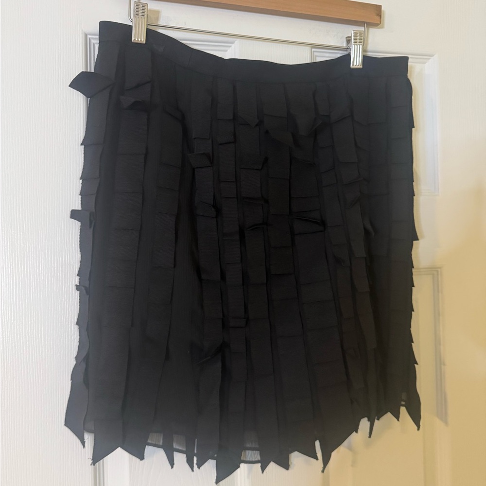 NWT Ann Taylor Grosgrain Ribbon Skirt In Black Size 12